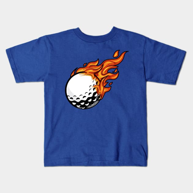 Golf Ball Fire Sport Competition Kids T-Shirt by OnlyWithMeaning